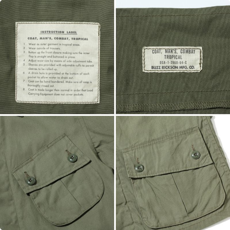 BUZZ RICKSON'S バズリクソンズ COMBAT TROPICAL メンズ コート ミリタリージャケット オリーブ BR12247-1490LV
