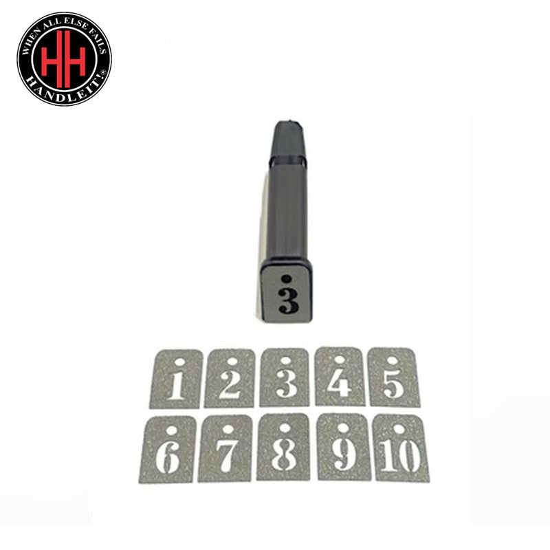 HandleitGrips ガングリップ エンハンスメント キット NUMBERED 1-10 MAGAZINE Base Plate TEXTURED RUBBER GRIP KIT FOR GLOCK