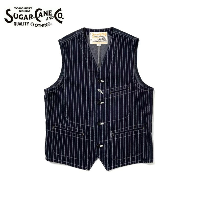SUGAR CANE / シュガーケーン 9oz. ウォバッシュストライプワークベスト [SC12654]