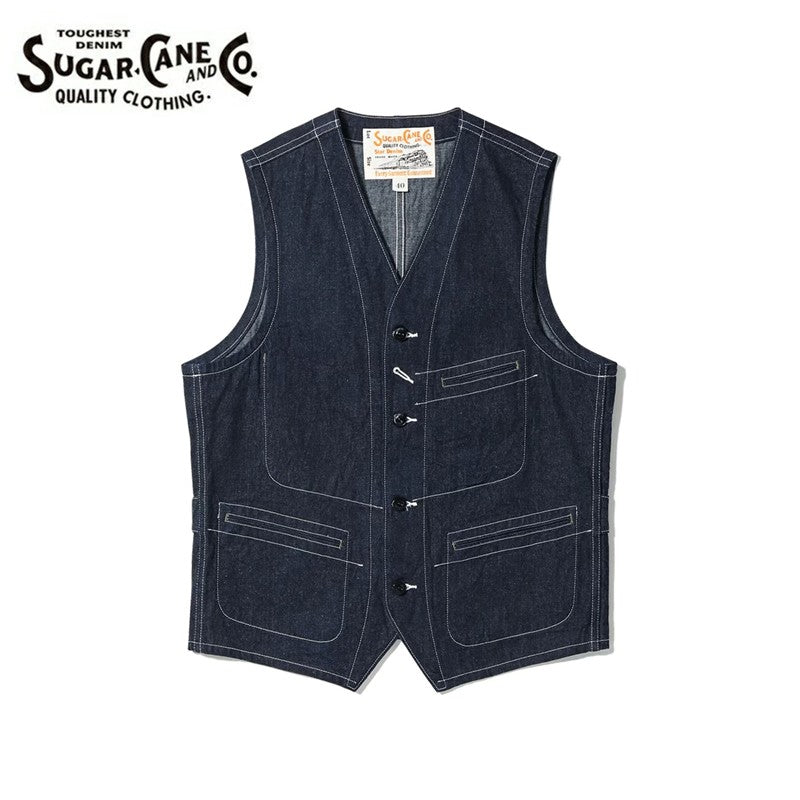SUGAR CANE / シュガーケーン 11oz. ブルーデニムワークベスト [SC15702]