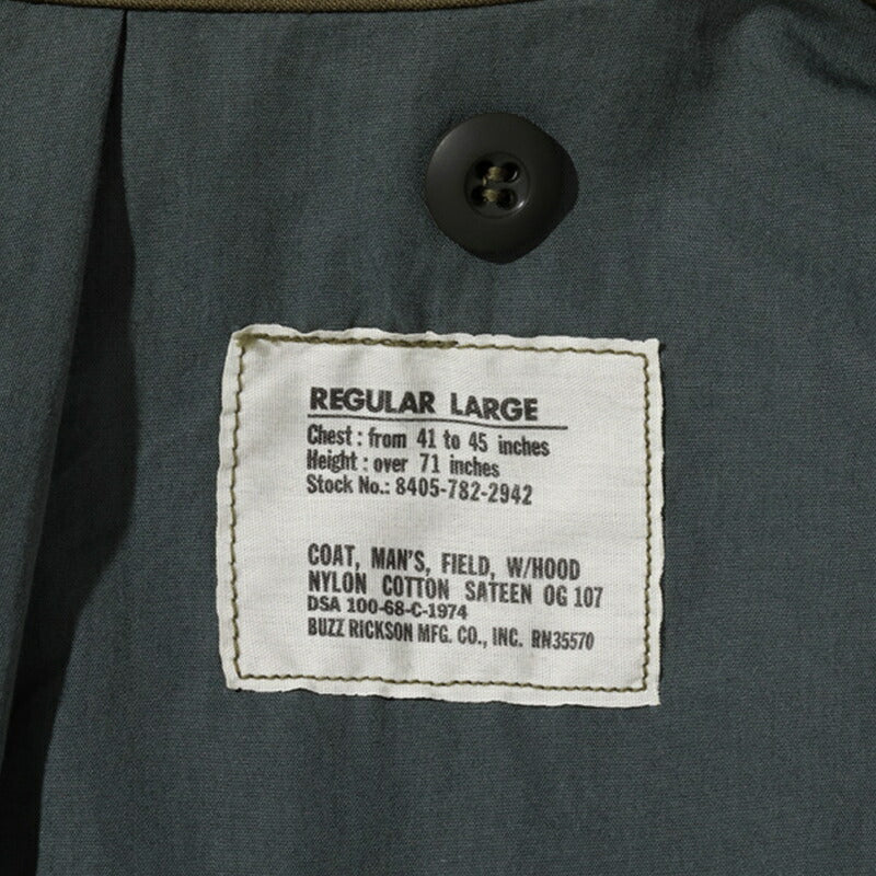 BUZZ RICKSON'S / バズリクソンズ Type M-65 BUZZ RICKSON MFG. CO., INC. 定番 フィールドジャケット Olive Drab XS  [BR11702]