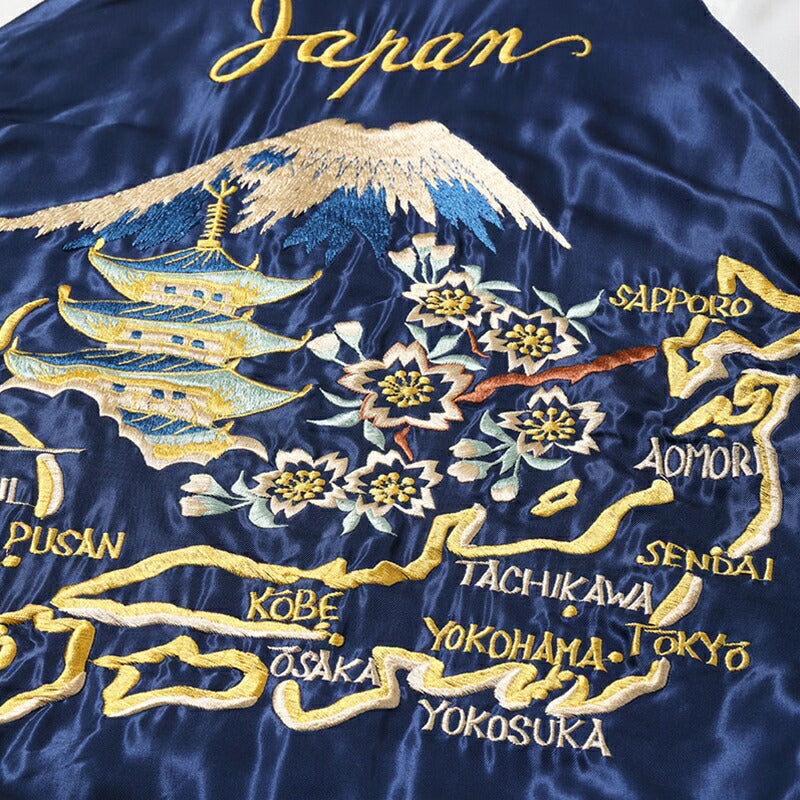 TAILOR TOYO / テーラー東洋 Mid 1950s Style Acetate Quilted Souvenir Jacket “RED TIGER” × “JAPAN MAP”  S  [TT15543-119]