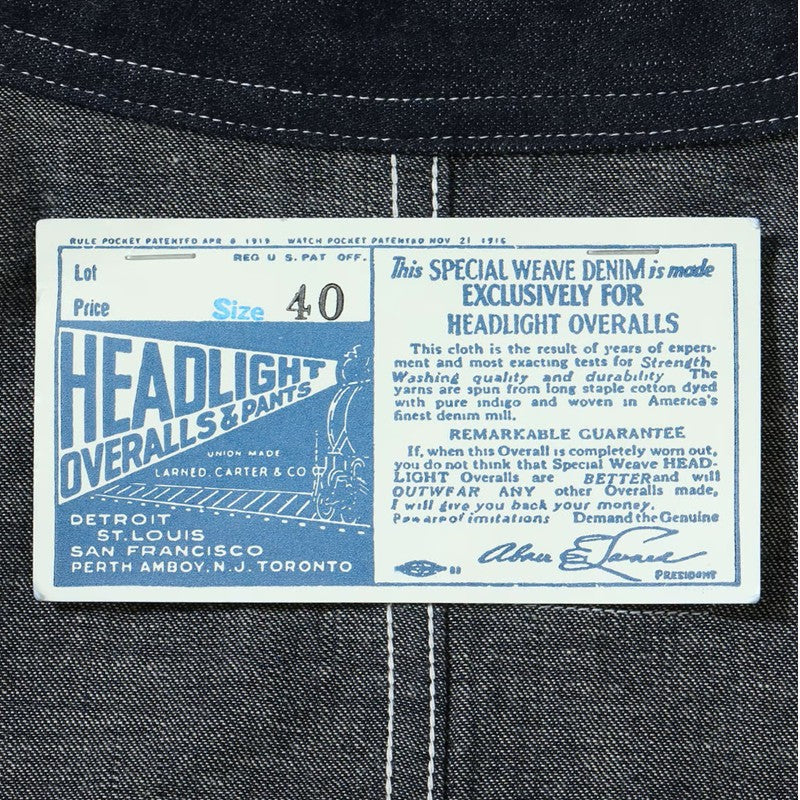 HEADLIGHT / ヘッドライト 9.5oz スペシャル ウィーヴ デニム ダブルブレスト コート[HD15844]