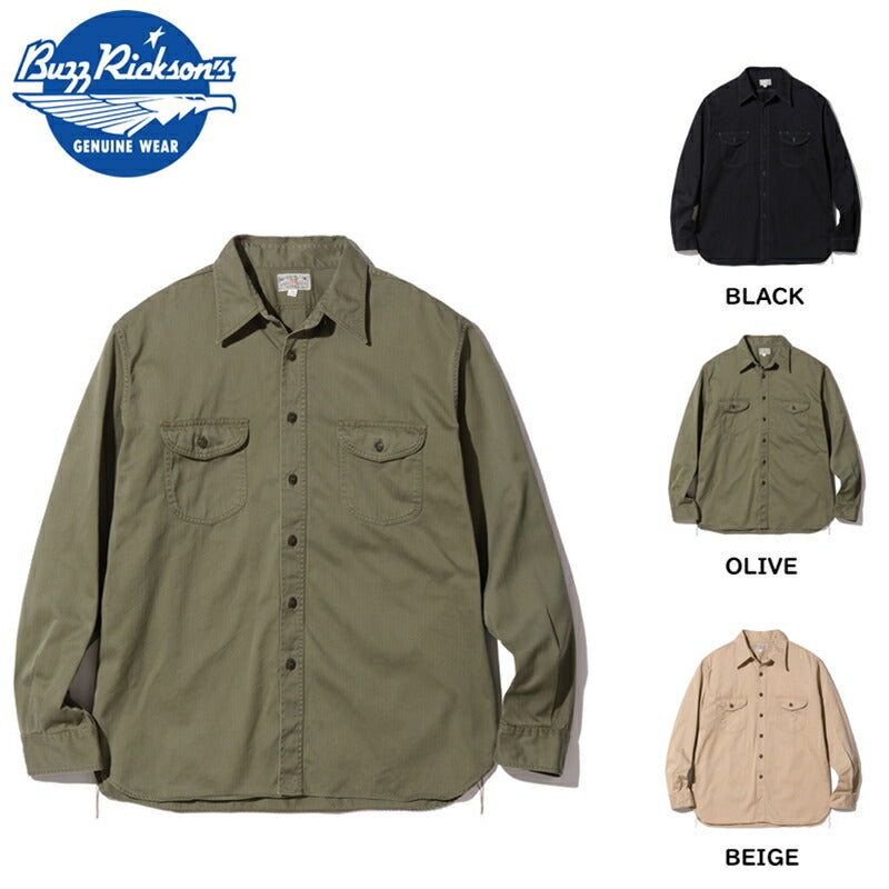 BUZZ RICKSON'S / バズリクソンズ HERRINGBONE WORK SHIRTS 長袖 ヘリンボーン ワークシャツ Black S  [BR29174]