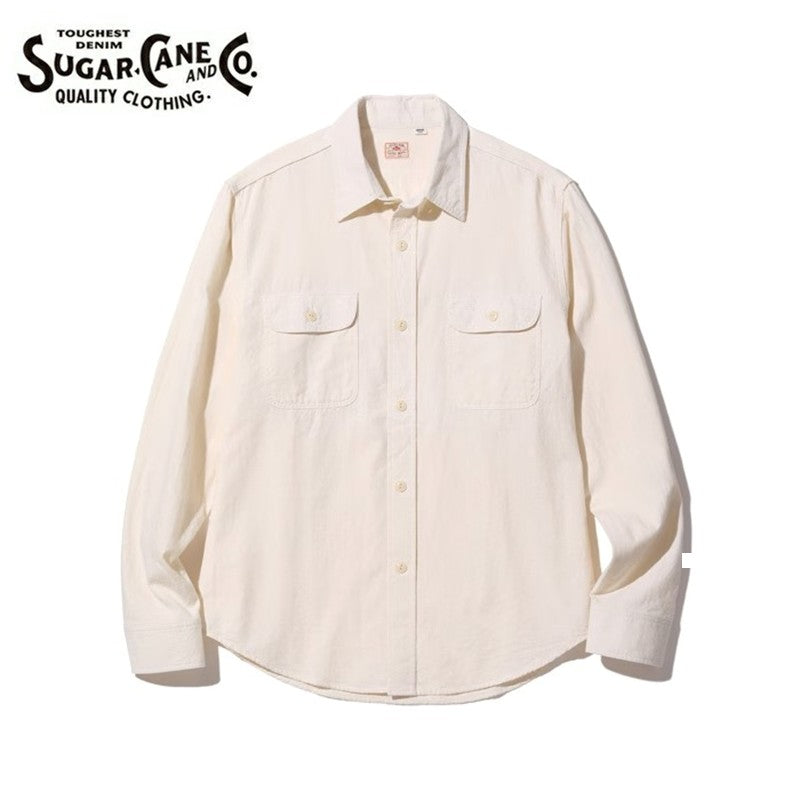 SUGAR CANE / シュガーケーン ホワイトシャンブレーロングスリーブワークシャツ [SC27851]