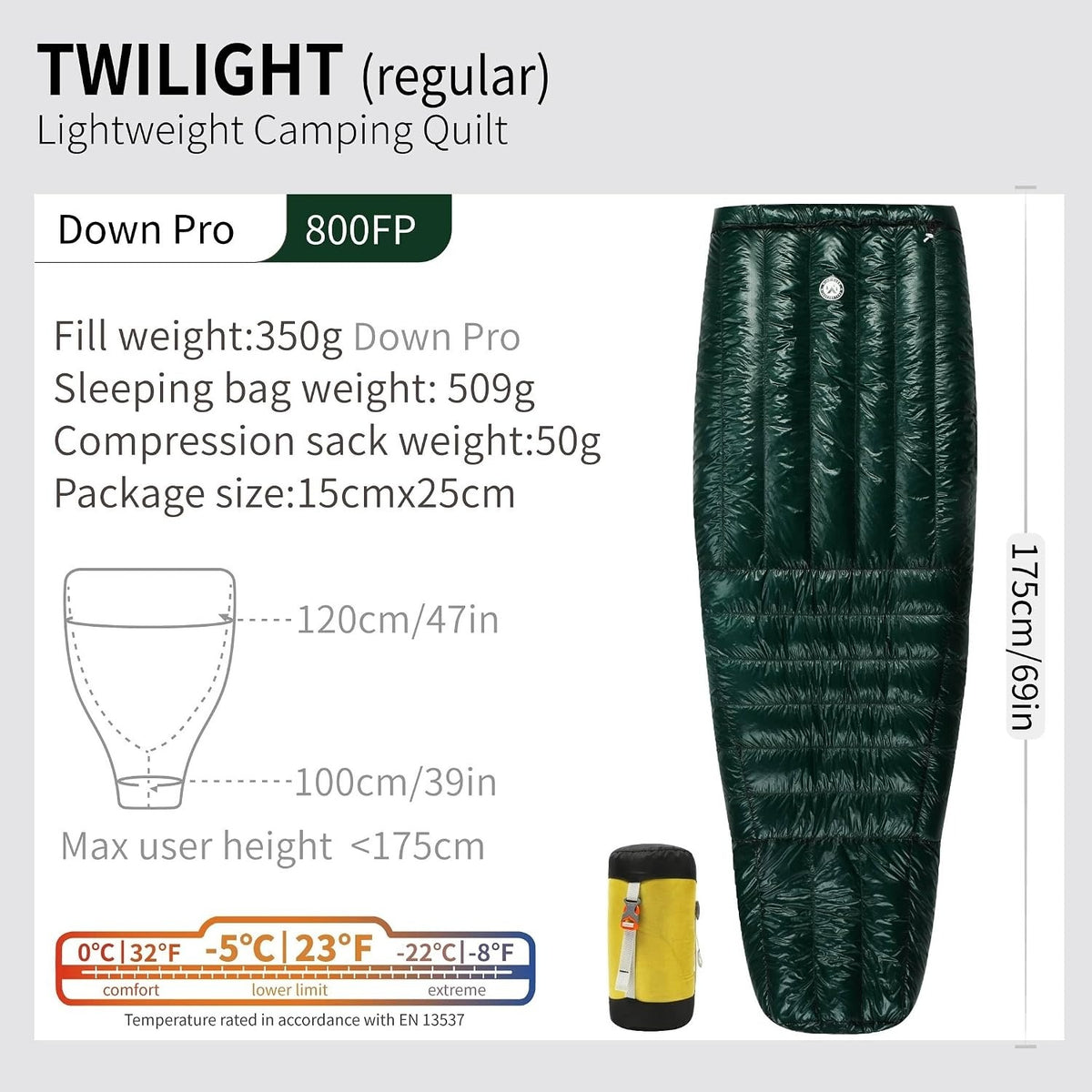 WIND HARD / ウインドハード Twilight 10D 超軽量キャンプハイキングバックパック旅行用寝袋 800FP超乾燥防水ダウン寝袋男女兼用 [Twilight]