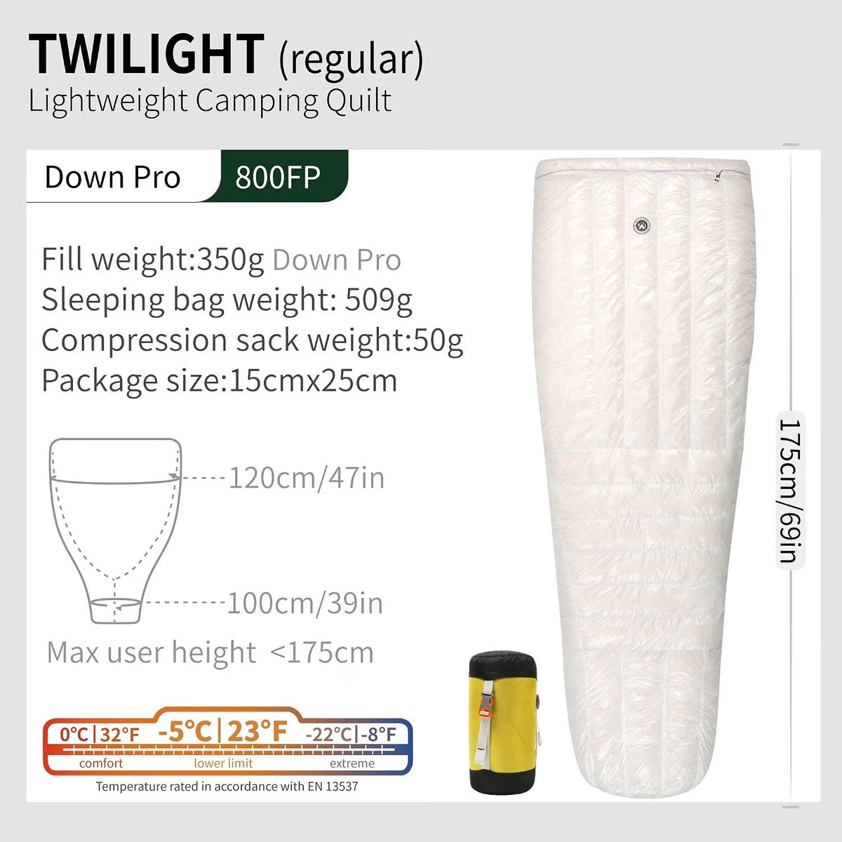 WIND HARD / ウインドハード Twilight 10D 超軽量キャンプハイキングバックパック旅行用寝袋 800FP超乾燥防水ダウン寝袋男女兼用 [Twilight]